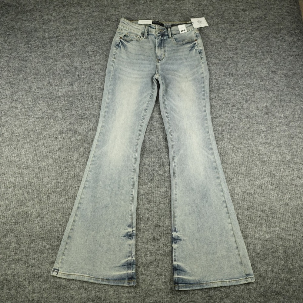 Judy Blue Jeans Womens 7/28 Denim Pin Tack Flare Mid Rise JB88655 Stretch Casual